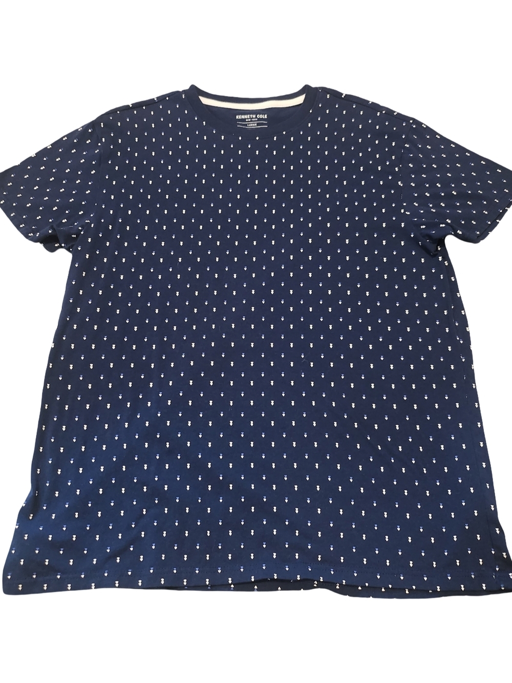 Kenneth Cole Navy T-Shirt with White Anchor Pattern